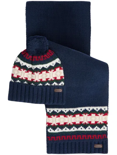 Barbour Wool Blend Scarf For Men In Blue