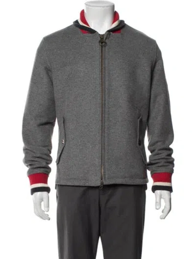 Pre-owned Barbour Wool Bomber Jacket In Grey