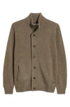 Barbour Essential Patch Cardigan With Textured Knit And Elbow Patches In Brown