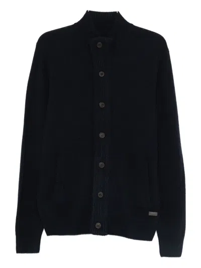 Barbour Wool Cardigan In Blue