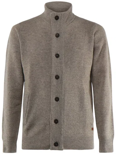 Barbour Wool Cardigan In Gray