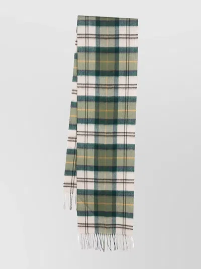 Barbour Wool Cashmere Tartan Scarf In Green