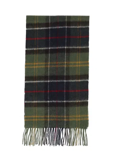 Barbour Wool Cashmere Tartan Scarf In Green