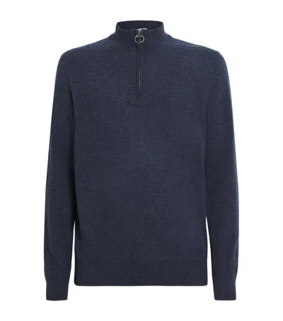 Barbour Wool-cashmere Waterbury Quarter-zip Sweater In Blue