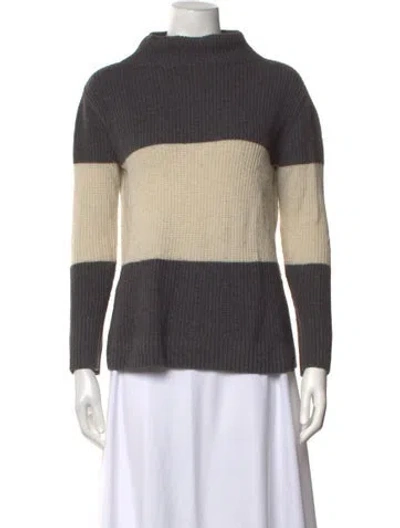 Pre-owned Barbour Wool Colorblock Pattern Sweater In Grey