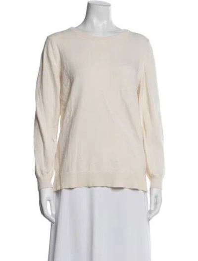 Pre-owned Barbour Wool Crew Neck Sweater In White