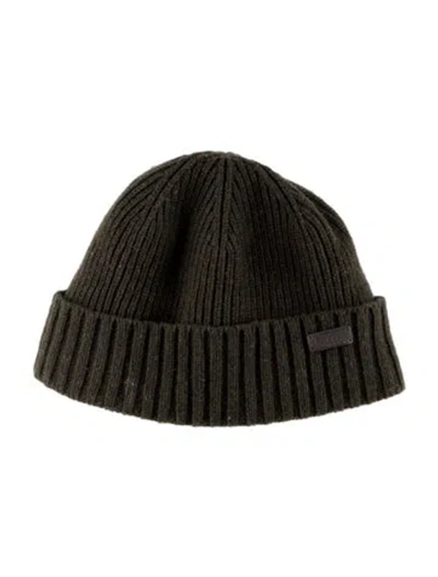 Pre-owned Barbour Wool Embroidered Beanie In Green