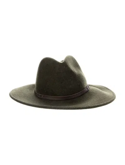 Pre-owned Barbour Wool Fedora Hat With Leather Trim In Green