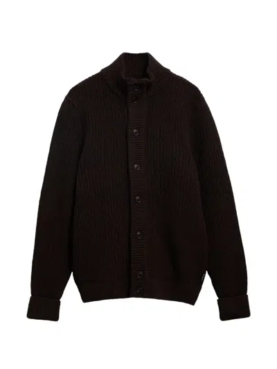 Barbour Wool High-neck Cardigan In Brown