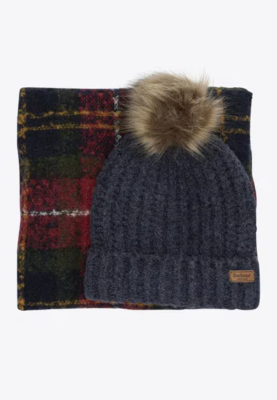 Barbour Wool Knit Beanie In Purple