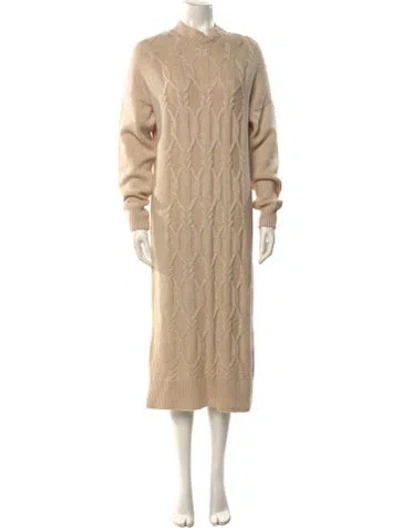 Pre-owned Barbour Wool Midi Length Dress In Neutral