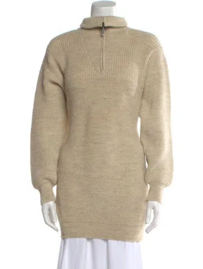Pre-owned Barbour Wool Mock Neck Sweater In Neutral