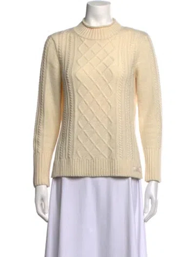 Pre-owned Barbour Wool Mock Neck Sweater In Neutrals