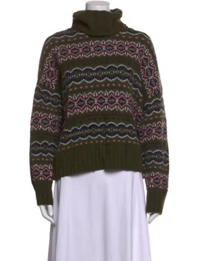 Pre-owned Barbour Wool Patterned Sweater In Green
