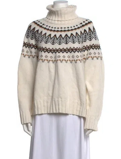 Pre-owned Barbour Wool Patterned Sweater In White