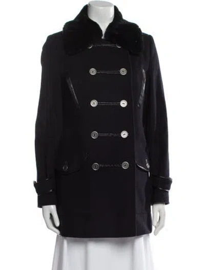 Pre-owned Barbour Wool Peacoat In Black