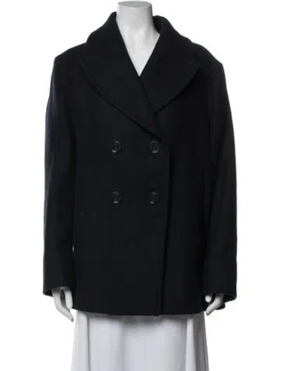 Pre-owned Barbour Wool Peacoat In Blue