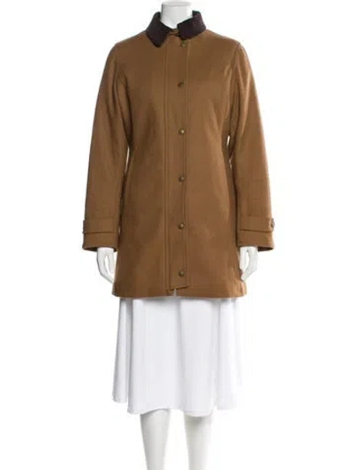 Pre-owned Barbour Wool Peacoat In Brown