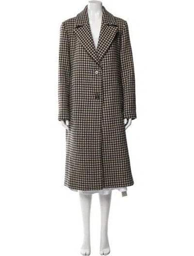 Pre-owned Barbour Wool Plaid Print Coat In Brown