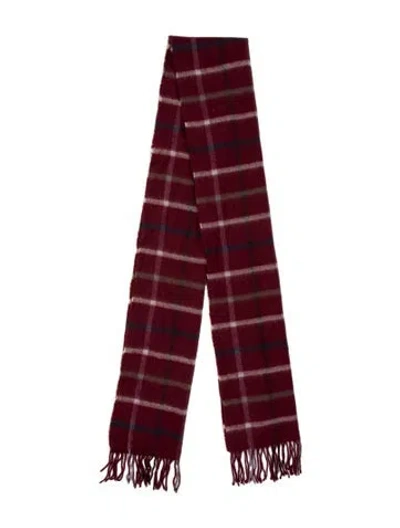 Pre-owned Barbour Wool Plaid Print Scarf In Red