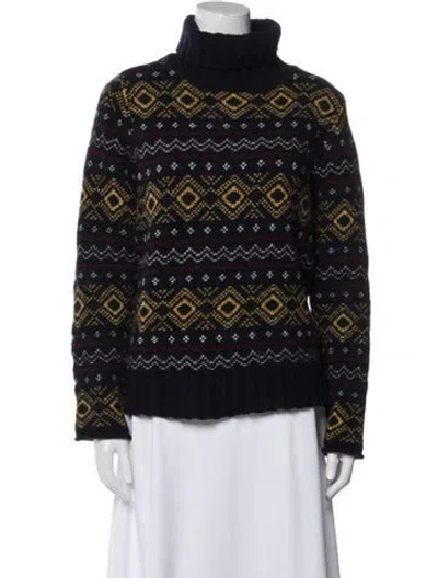 Pre-owned Barbour Wool Printed Sweater In Blue