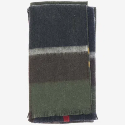 Barbour Wool Scarf With Check Pattern In Red