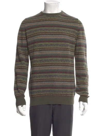 Pre-owned Barbour Wool Striped Pullover In Green