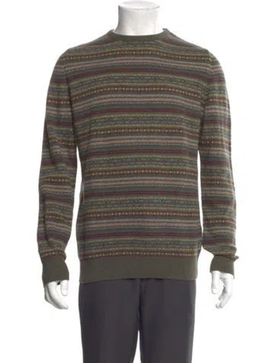 Pre-owned Barbour Wool Striped Pullover In Green