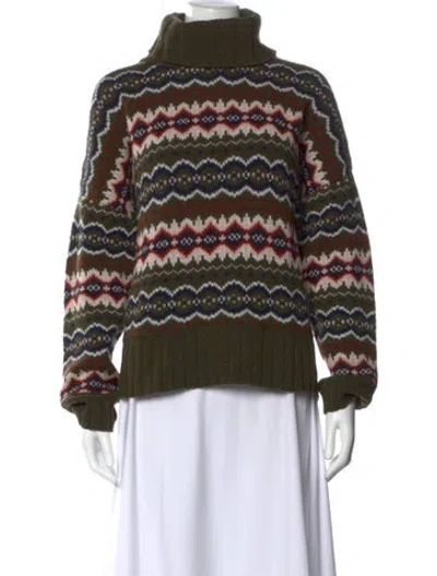 Pre-owned Barbour Wool Striped Sweater In Green