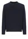 Barbour Crewneck Wool Sweater With Long Sleeves And Ribbed Trims In Blue