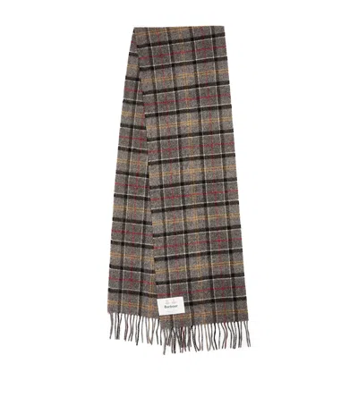 Barbour Wool Tartan Scarf In Gray