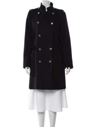 Pre-owned Barbour Wool Trench Coat In Black