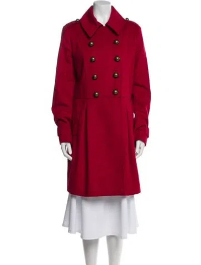 Pre-owned Barbour Wool Trench Coat In Red