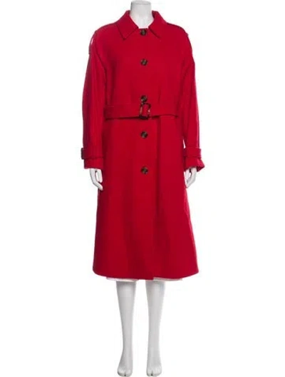 Pre-owned Barbour Wool Trench Coat W/ Tags In Red