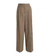 Barbour Wool Tweed Sophia Wide-leg Trousers In Brown