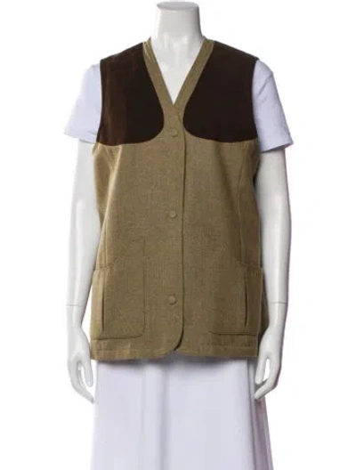 Pre-owned Barbour Wool Vest In Brown