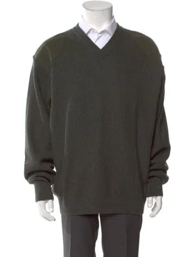 Pre-owned Barbour Wool V-neck Pullover In Green