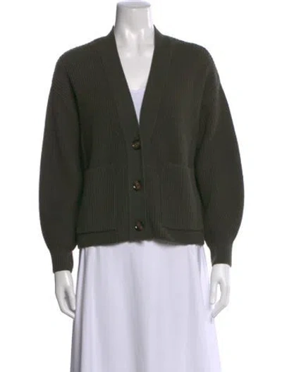 Pre-owned Barbour Wool V-neck Sweater In Green