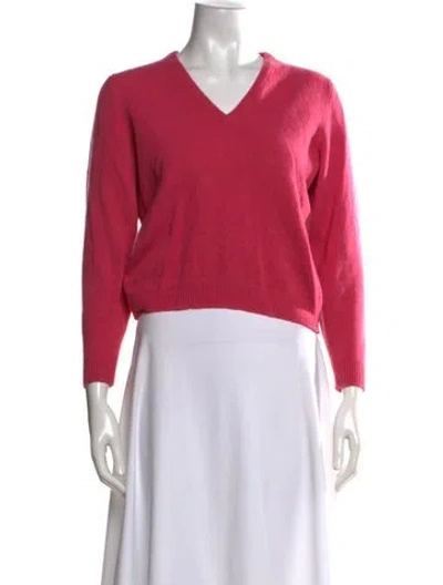 Pre-owned Barbour Wool V-neck Sweater In Pink