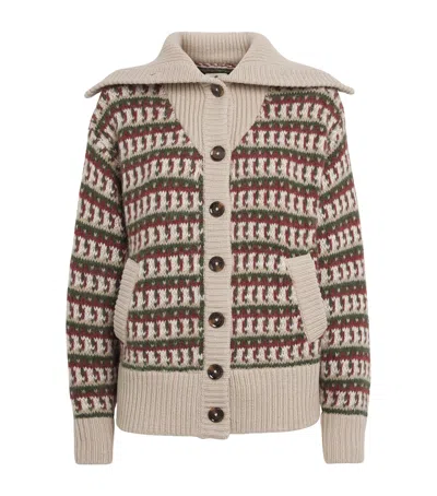 Barbour Wool-blend Jacquard Burley Cardigan In Multi