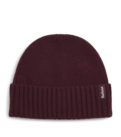 Barbour Wool-cashmere Danforth Beanie In Burgundy