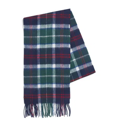 Barbour Wool-cashmere Tartan Scarf In Blue