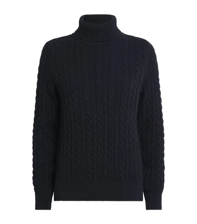 Barbour Wool-cotton Ambleside Rollneck Sweater In Blue