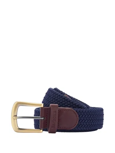 Barbour Woven Leather-trim Belt In Blue