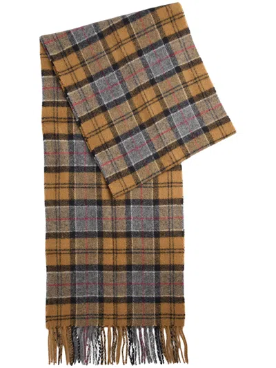 Barbour Woven Logo Wool Scarf 180 Cm X 25 Cm In Brown