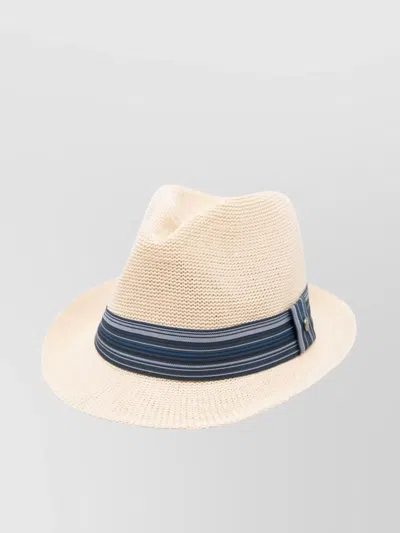 Barbour Woven Paper Hat Striped Band In Neutrals
