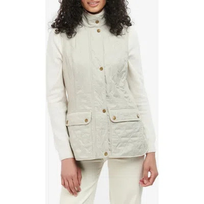 Barbour Wray Fleece Lined Quilted Gilet Vest In White
