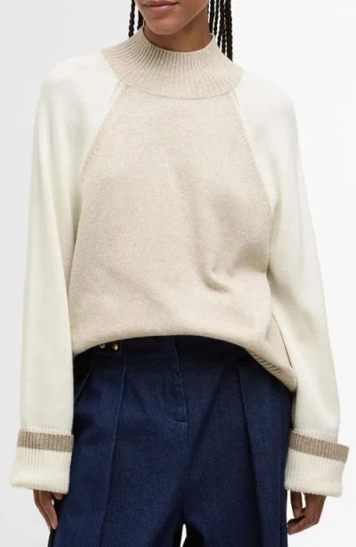 Barbour Wren Colorblock Mock Neck Sweater In Neutral