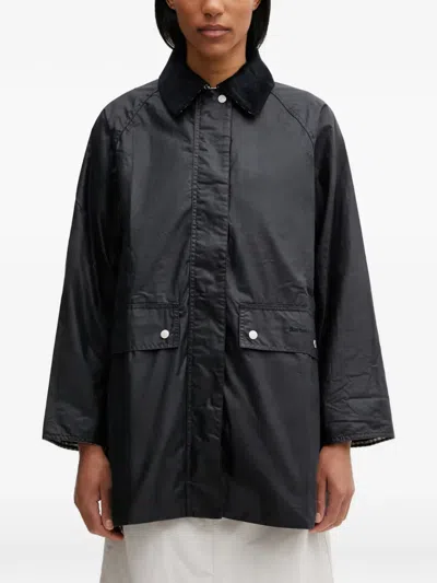 Barbour Wren Waxed Jacket In Black