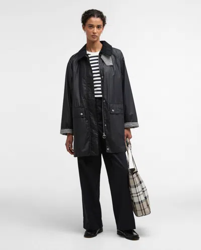 Barbour Wren Womens Wax Jacket In Black